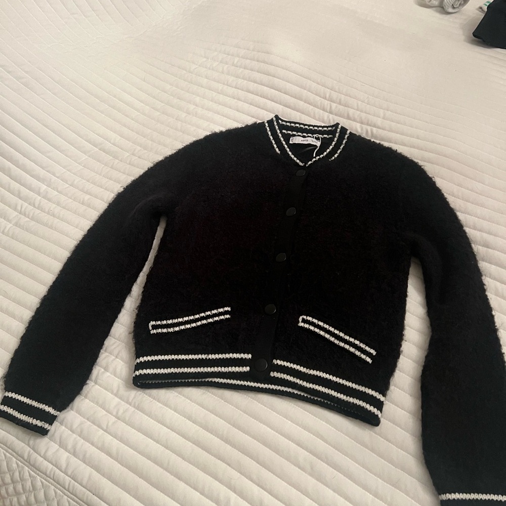 Mango Black and White Crew Neck Sweater